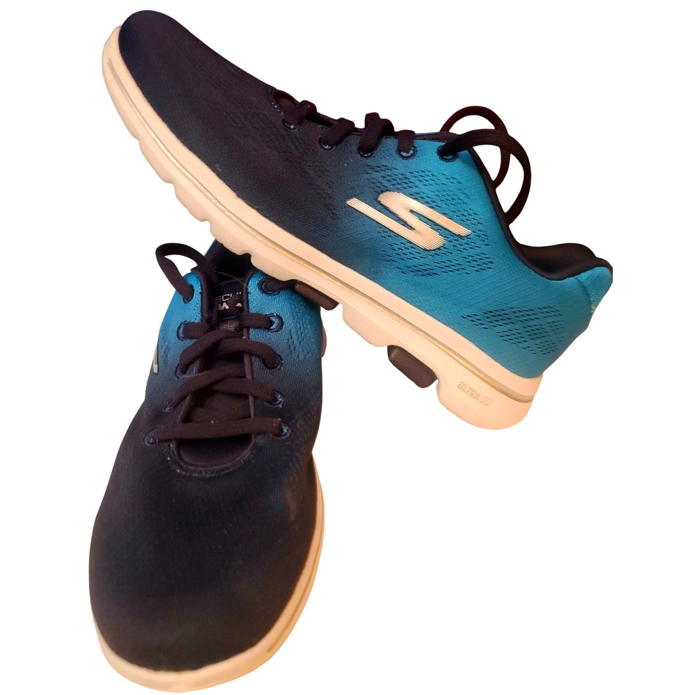 Skechers Go Walk 5 Ombre Navy Teal Mesh Walking Sneakers Ultra Go Womens Size 8